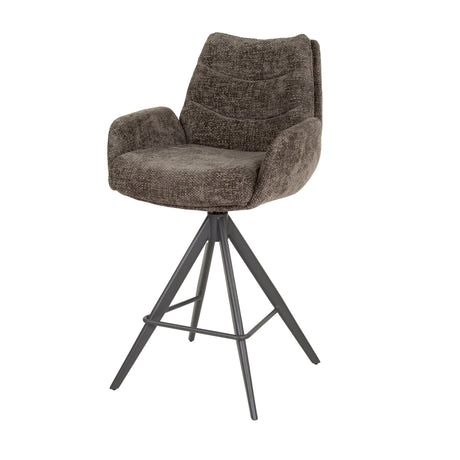 Ensemble de 2 tabourets de bar Elite en velours taupe chenille, pivotants 