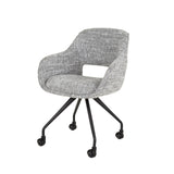Chaise de salle à manger avec roulettes Springo pivotante en tissu gris acier 