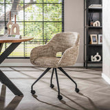 Chaise de salle à manger avec roulettes Springo pivotante en tissu Eagle sable 