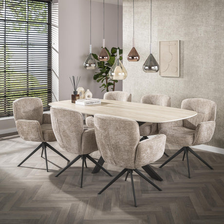 Ensemble de 2 chaises de salle à manger Savona pivotantes Hoven riche sable 