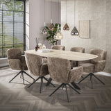 Ensemble de 2 chaises de salle à manger Milano pivotantes Hoven champagne riche 