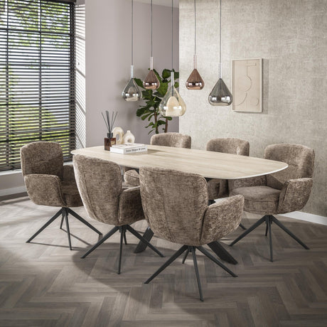 Ensemble de 2 chaises de salle à manger Milano pivotantes Hoven champagne riche 