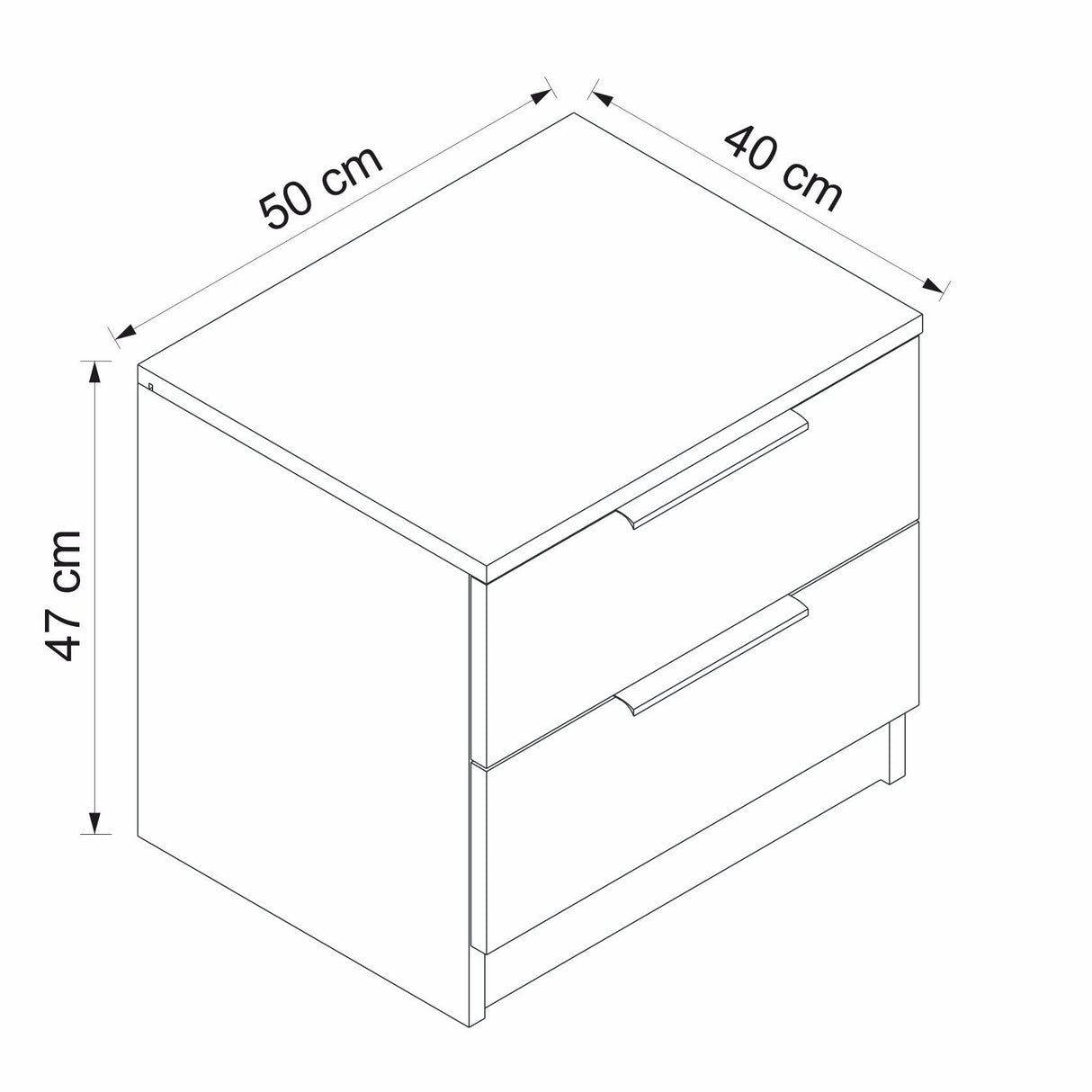 Table de chevet kala plus en noyer mélamine 54x40x47 cm