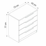 Ladekast Kala Plus Walnoot Melamine 73x77x42 cm