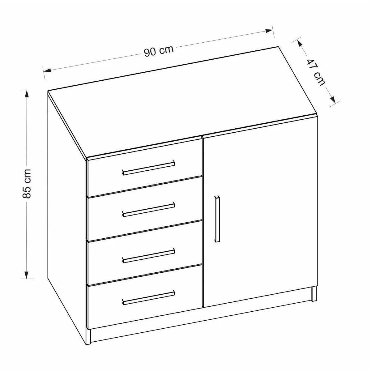 Ladekast Kale Wit Melamine 90x85x47 cm