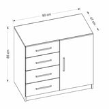 Ladekast Kale Wit Melamine 90x85x47 cm