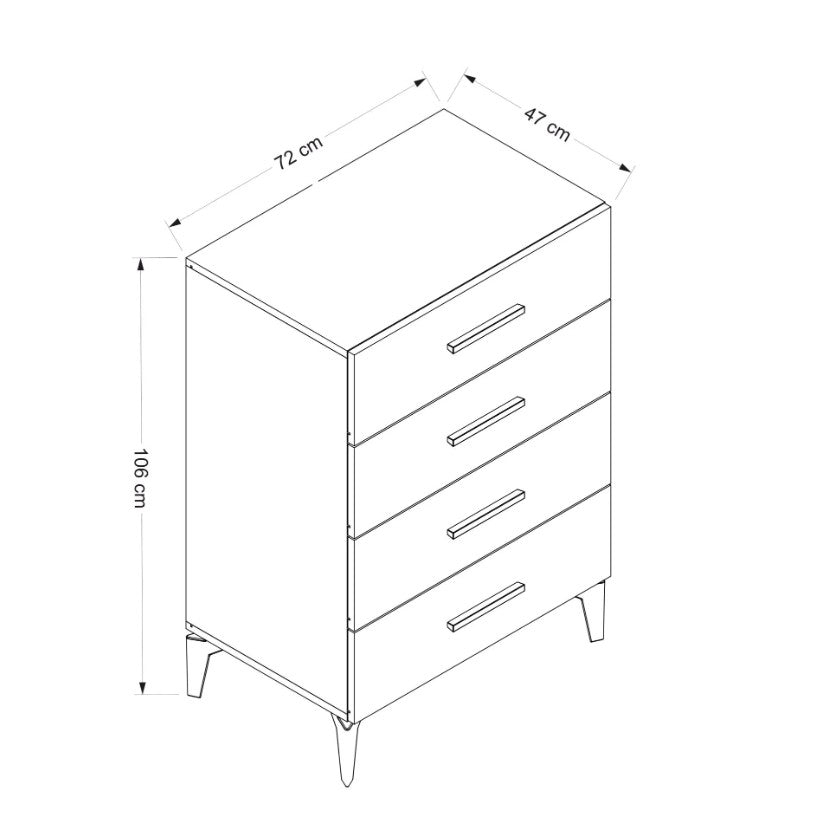 Ladekast Kale Wit Melamine 72x106x47 cm