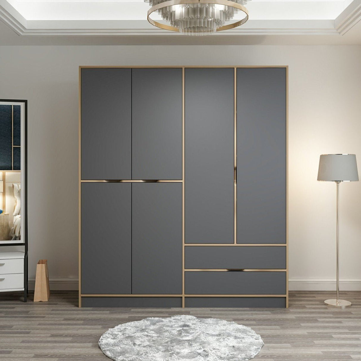 Armoire Elina Anthracite Gol Mélamine 185x208x52 cm