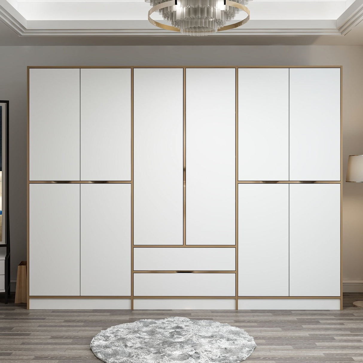 Armoire Elina White Gol Mélamine 277x208x52 cm