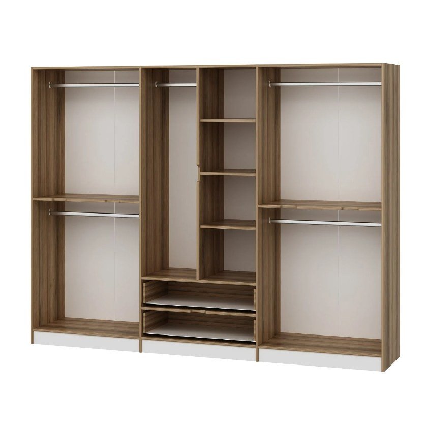 Kledingkast Elina Wit Goud Melamine 277x208x52 cm