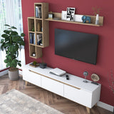 TV Meubel Set Iona Wit Licht Walnoot Melamine 180x48,6x35 cm