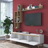 TV Meubel Set Iona Wit Licht Walnoot Melamine 180x48,6x35 cm