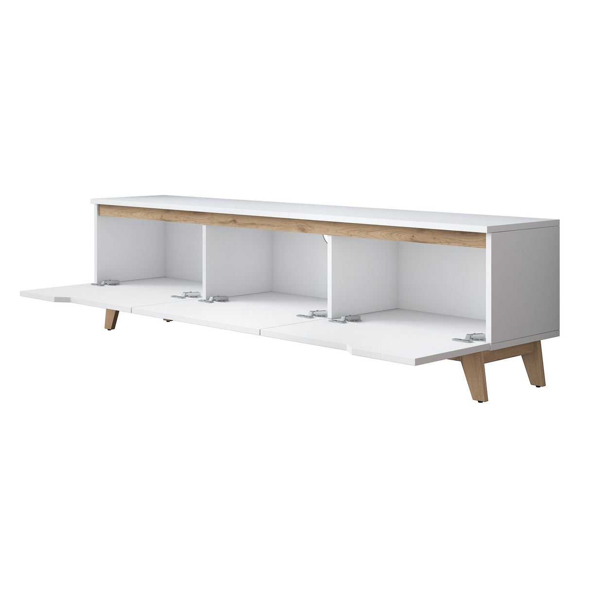 TV Meubel Osiris Wit Licht Walnoot Melamine 180x48,6x35 cm