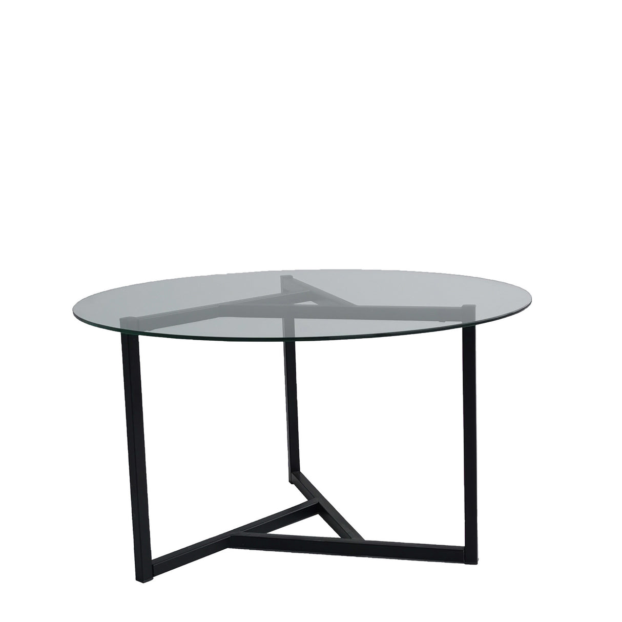 Table basse ronde en verre 75 cm - Cadre en métal noir 