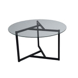 Table basse ronde en verre 75 cm - Cadre en métal noir 