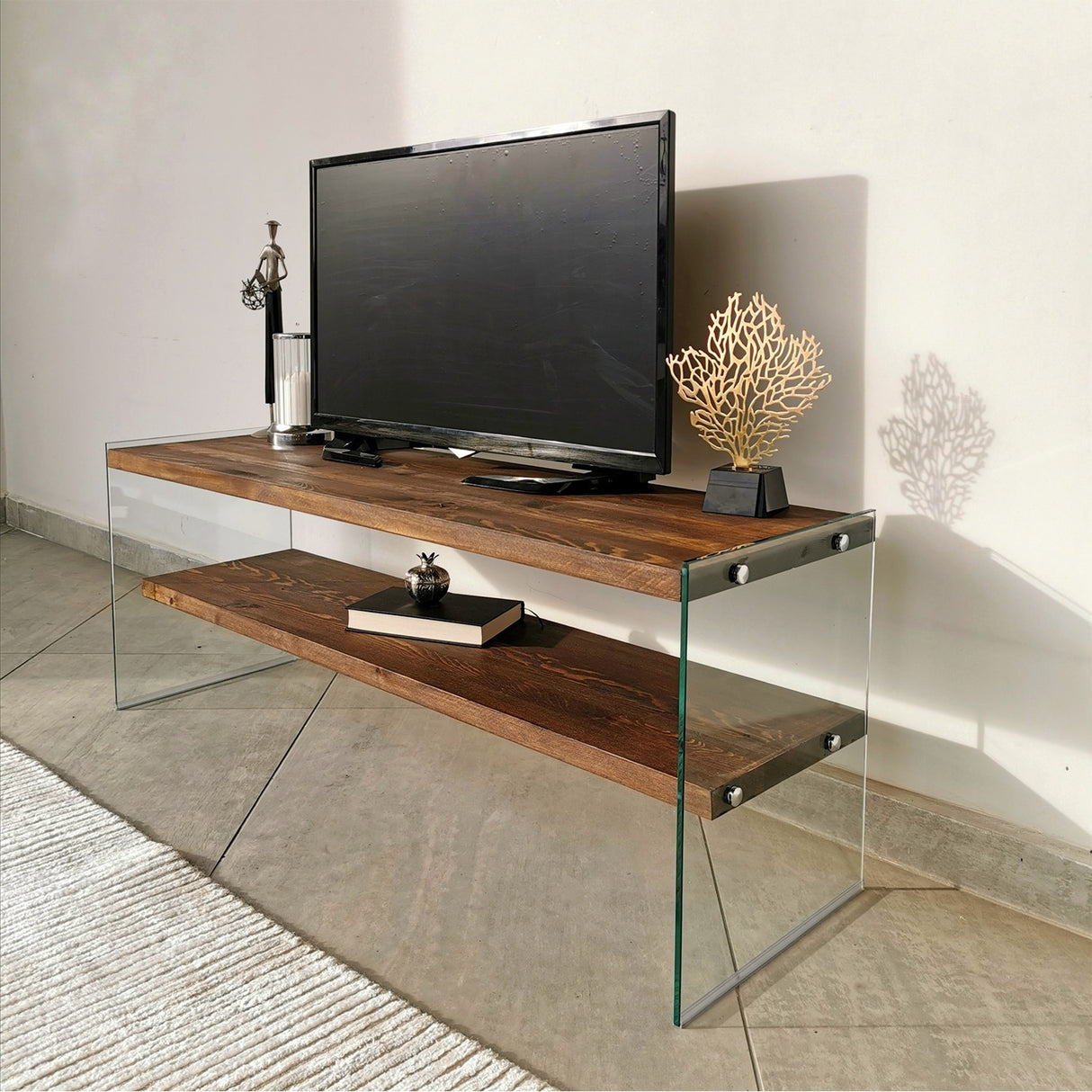 Meubles de télévision Coral Walnut Dennenhout 120x45x35 cm