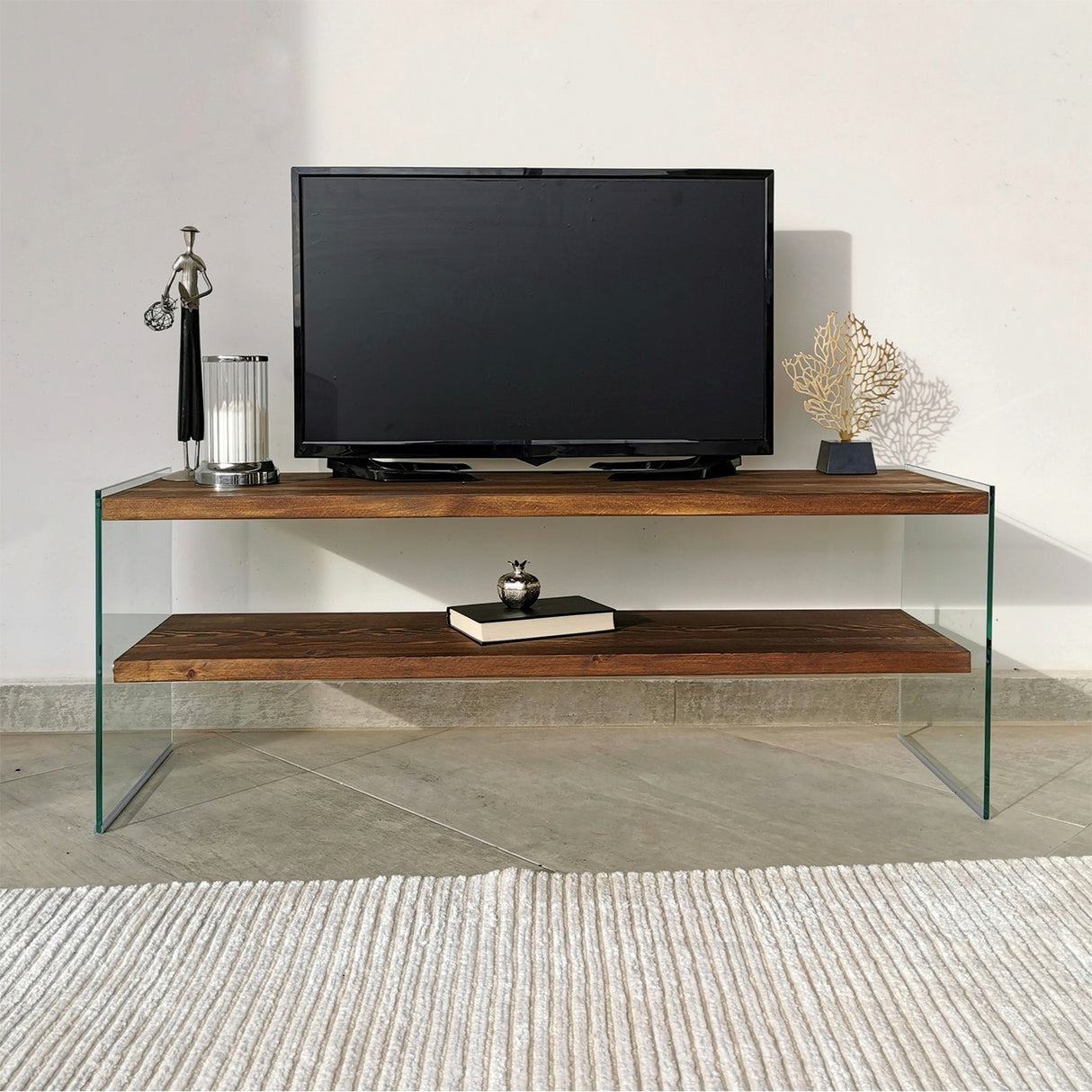 Meubles de télévision Coral Walnut Dennenhout 120x45x35 cm