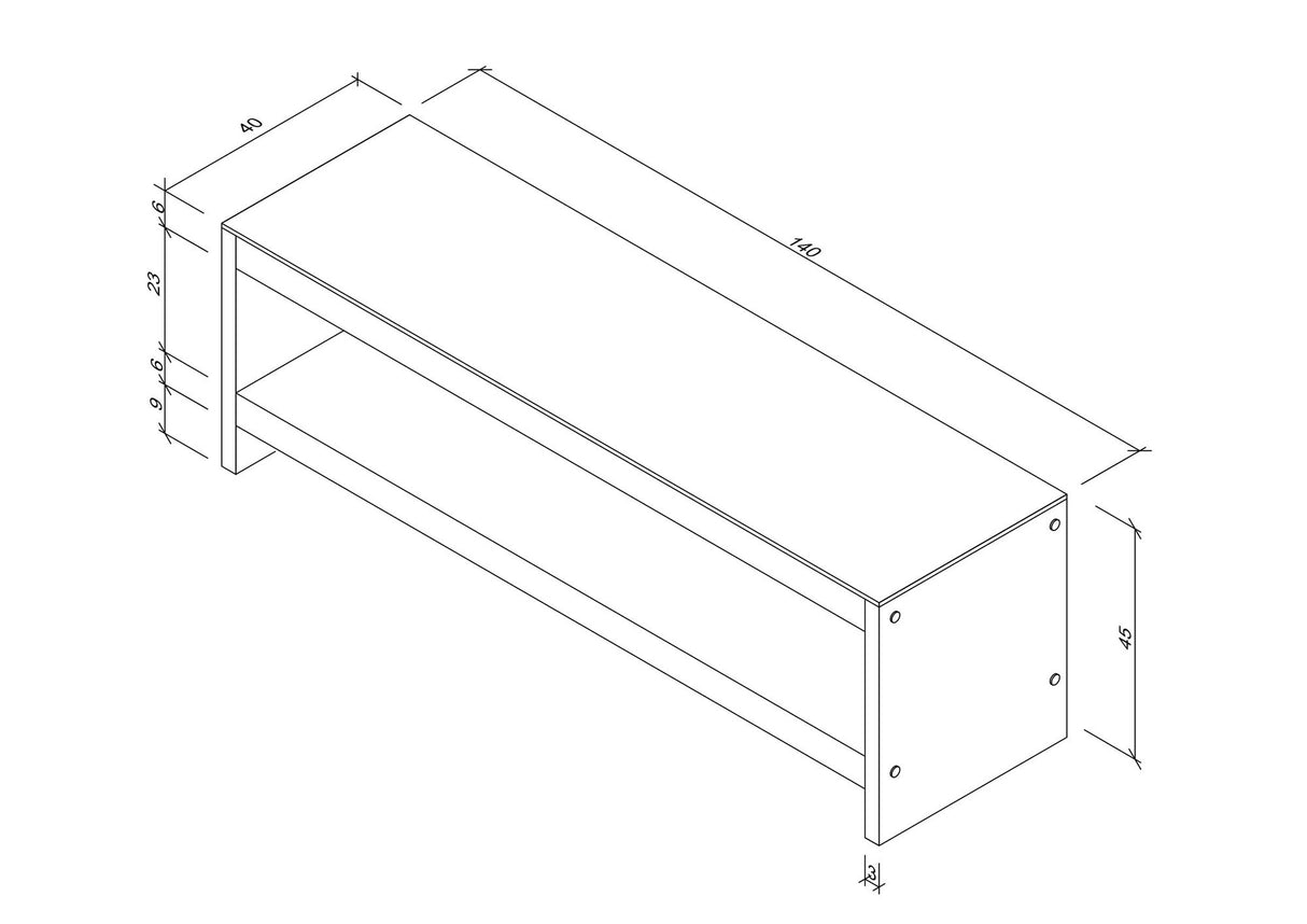 Meubles de télévision Selene Walnut Dennenhout 140x45x40 cm