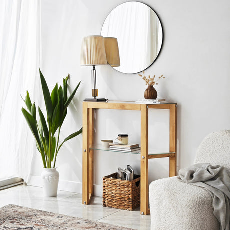 Table de coiffure trapézoïde en bois de chêne