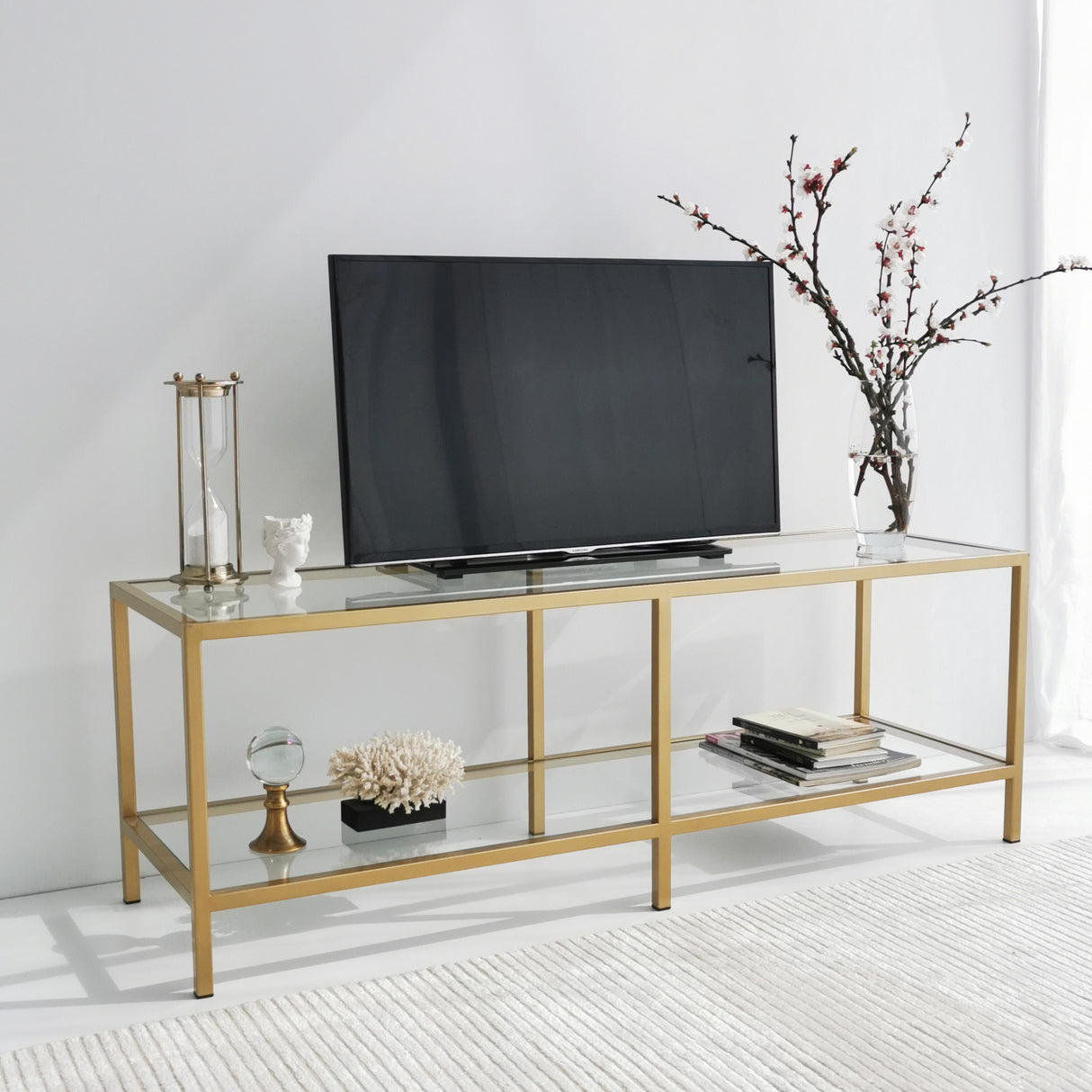 Meubles de télévision Basic Gold Glass 130x45x40 cm