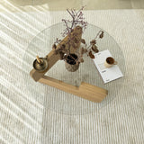 Table basse ronde en verre Mio - 75 cm - Pied en bois 