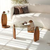 Table basse ronde 90 cm Sunf - Pied en bois 