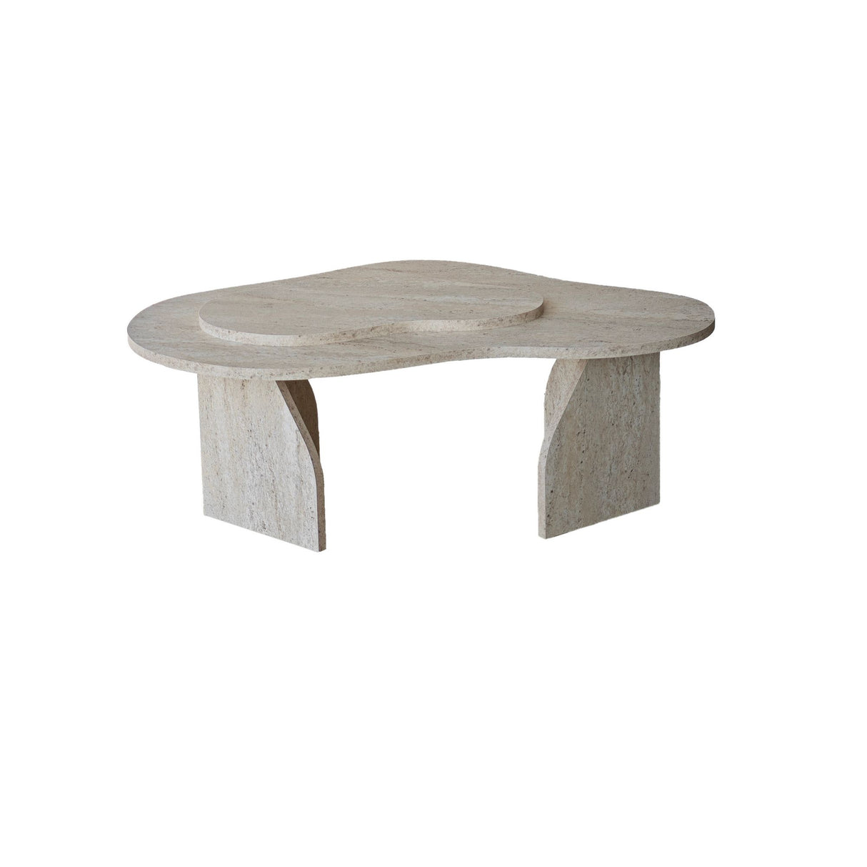 Table basse organique en travertin look marbre Melta - 105x65 cm 