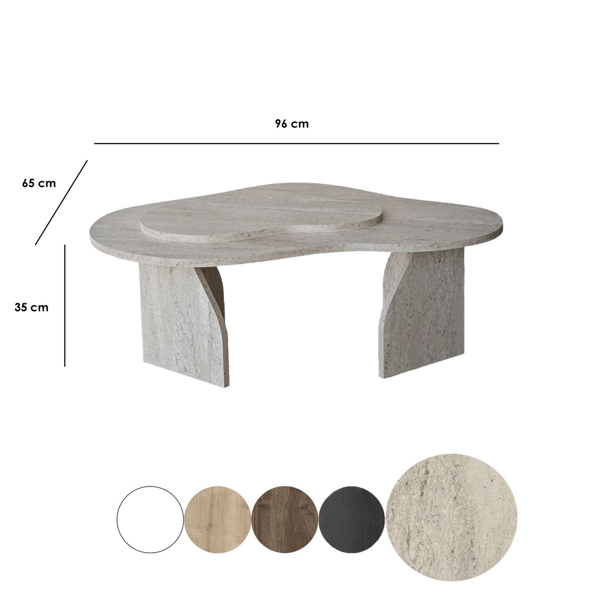 Table basse organique en travertin look marbre Melta - 105x65 cm 