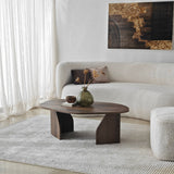 Table basse organique en noyer avec étagère en mélamine - 105x65 cm 
