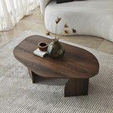 Table basse organique en noyer avec étagère en mélamine - 105x65 cm 