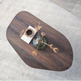 Table basse organique en noyer avec étagère en mélamine - 105x65 cm 