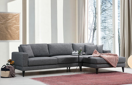 Canapé d'angle avec fonction couchage Droite Nordic Gris Foncé