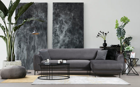 Canapé d'angle avec fonction couchage Droite Image Anthracite