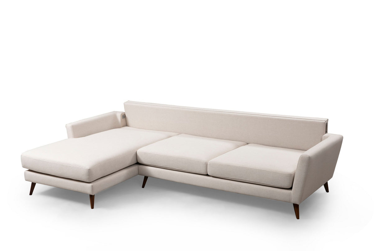 Canapé d'angle avec fonction couchage Gauche Mayorka Beige