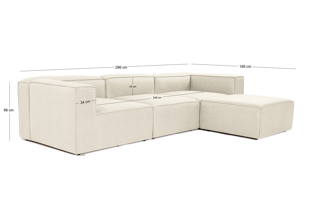 Modulaire bank 3-zits met hocker Fora ecru