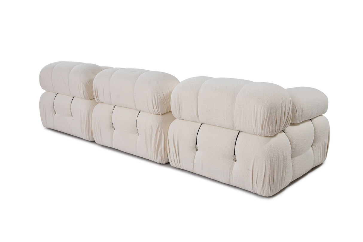 Modulaire bank 3-zits met hocker Bubble bouclé wit