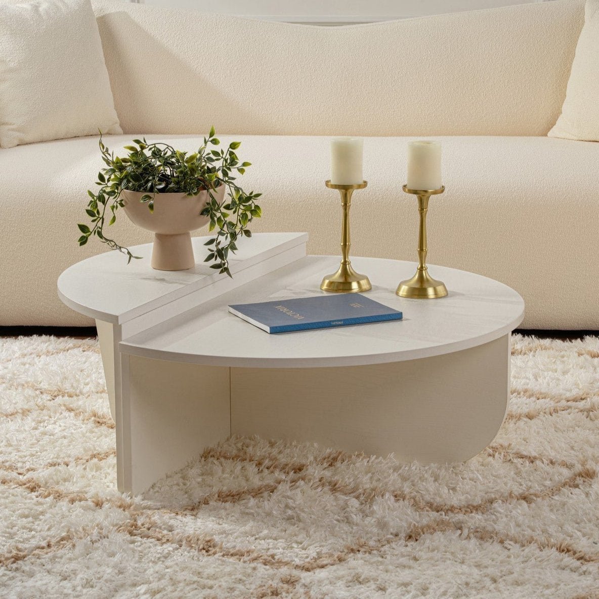 Table basse blanche avec pied bois Table basse blanche avec pied bois