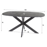 Eettafel Mysha Deens ovaal melamine zwart 150x90 cm