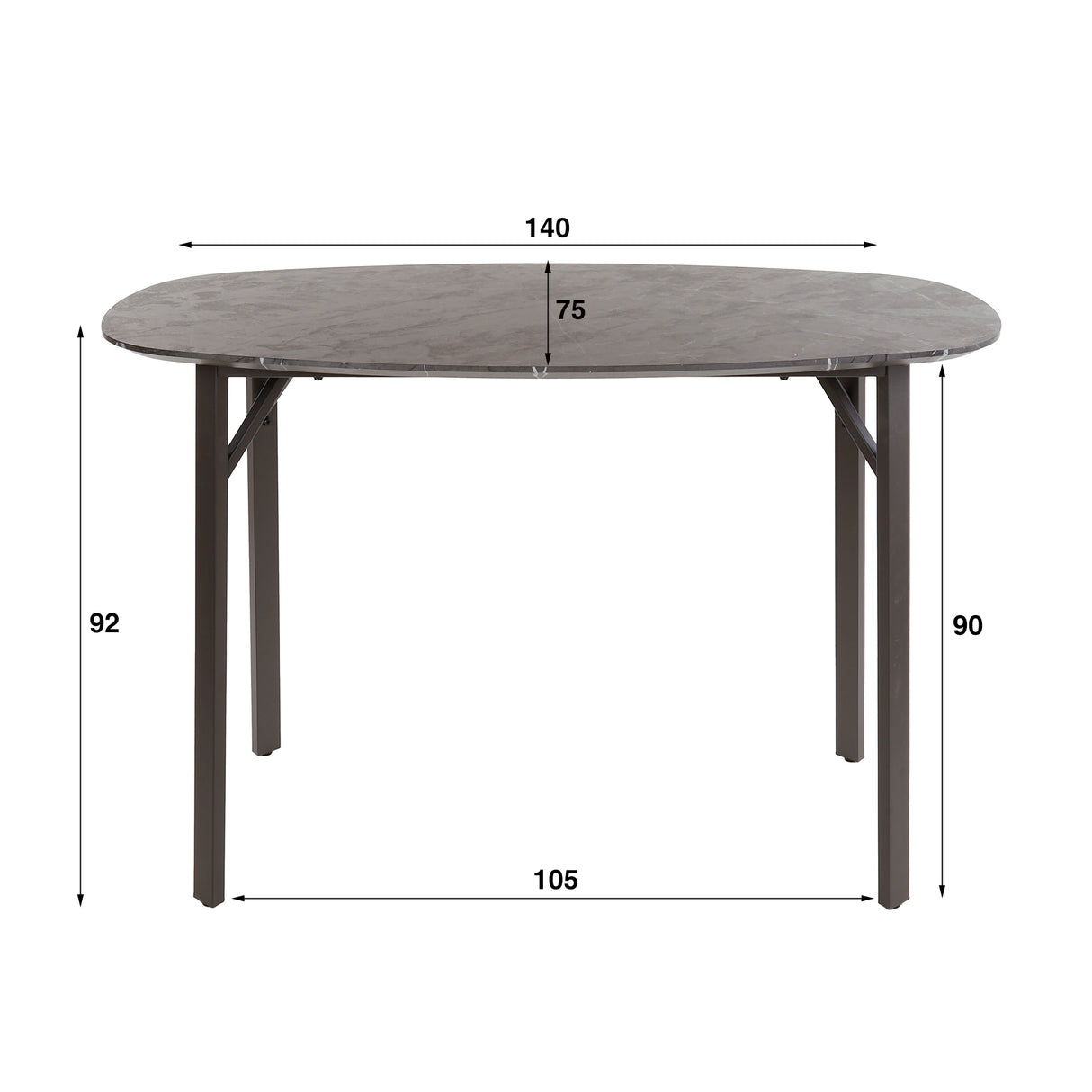 Table de bar danoise ovale Jade 140 cm aspect céramique noire