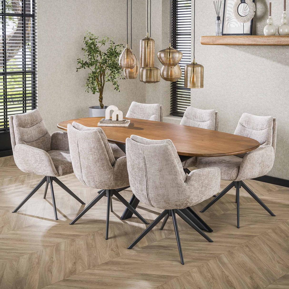 Deens Ovale Eettafel Cody Mangohout 180 cm