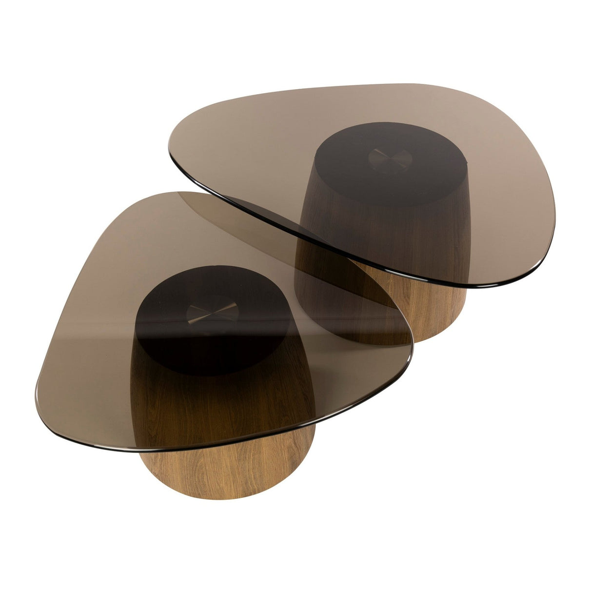 Set van 2 driehoekige salontafels Marea brons glas 91x71 cm