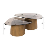 Set van 2 driehoekige salontafels Marea brons glas 91x71 cm