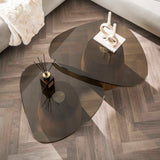 Set van 2 driehoekige salontafels Marea brons glas 91x71 cm