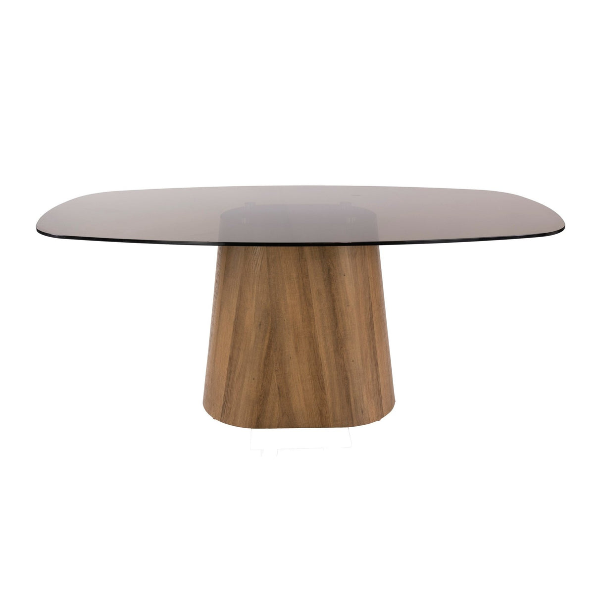 Table à manger ovale danoise verre fumé marron aspect chêne structure Thor 180 cm