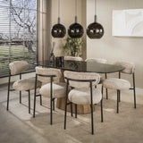 Deens ovale eettafel bruin rookglas eikenhout-look frame Thor 215 cm