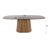 Deens ovale eettafel bruin rookglas eikenhout-look frame Thor 215 cm