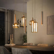 Lampe à suspension - Lampe à suspension Sera 7 - métal beige clair verre ambré - Dimehouse