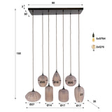Hanglamp 7-lichts bruin frosted glas Arda