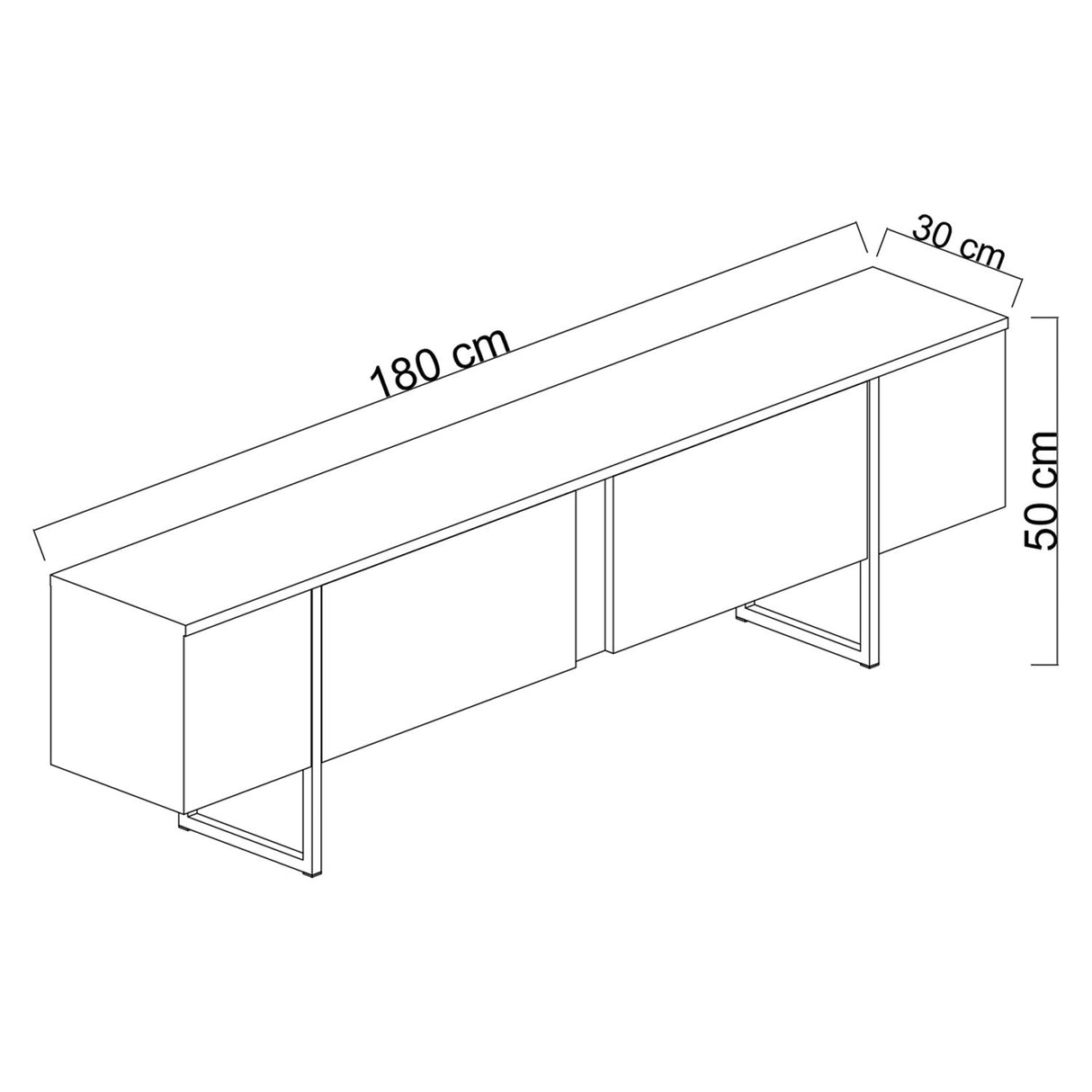 Meubles de télévision luxe anthracite noire mélamine 180x50x30 cm