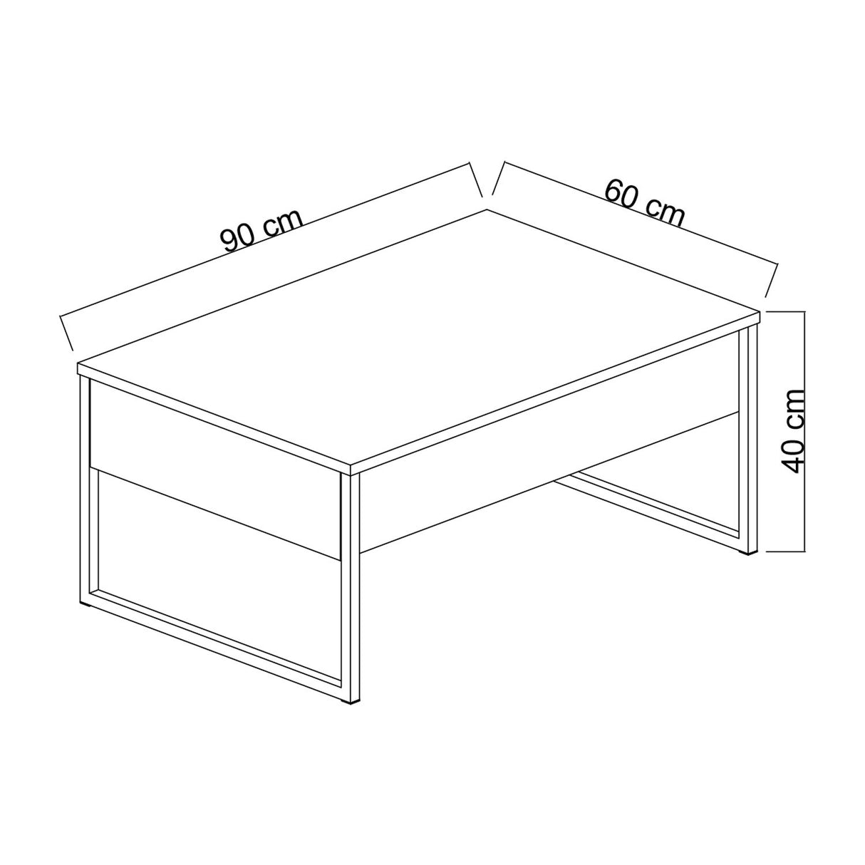 Table basse rectangulaire en mélamine luxe noyer 90x60x40 cm 